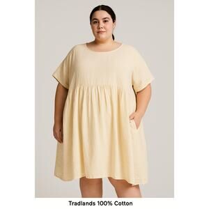 TRADLANDS Cream Cotton Nico Smock/Babydoll Dress – Size 4X – Oversized Fit